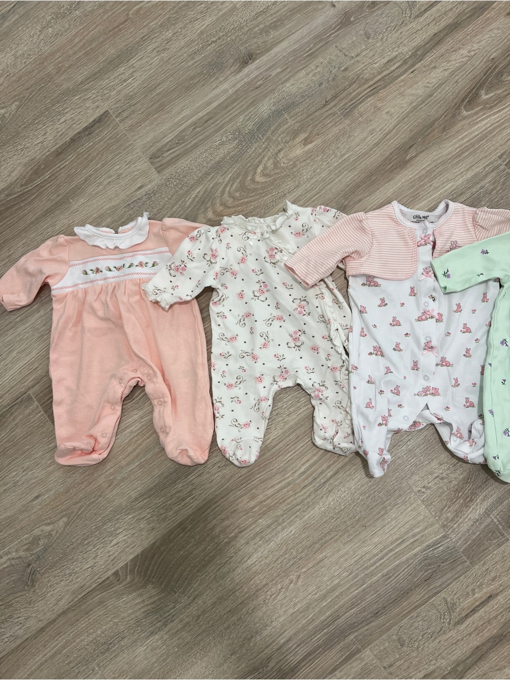 TEN FOOTIES Little Me Newborn Girl Footies LIKE NEW
